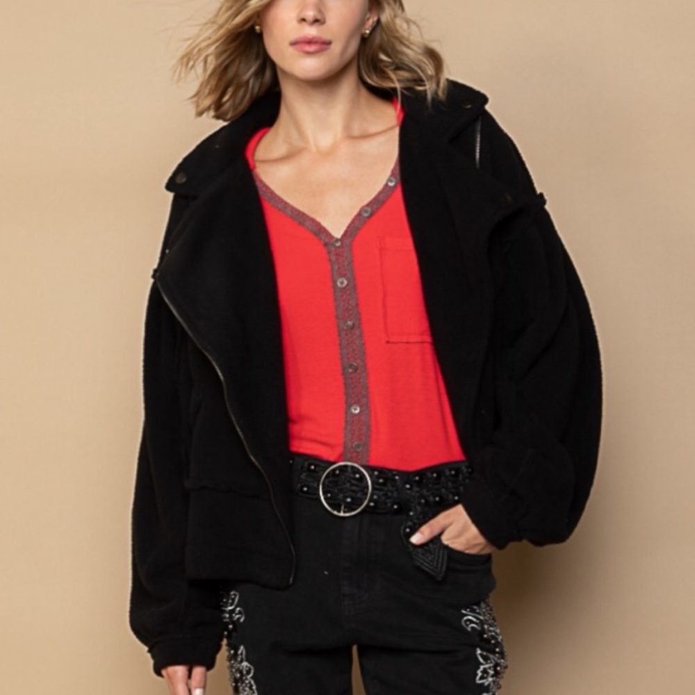 NWOT POL Oversized Fleece Motorcycle Jacket, Sz M